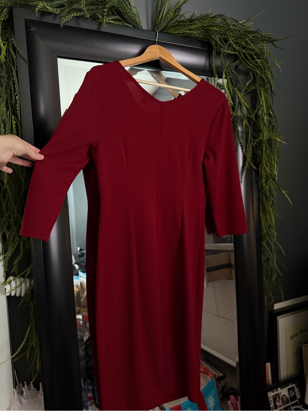 Sami & Jo Burgundy Lace-Up Grommet Sheath Midi Dress Size M - Picture 9 of 14